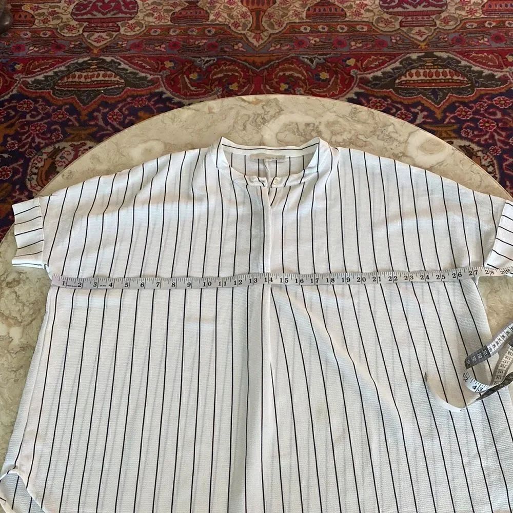 Monk & Lou Pin Stripe Baseball Style Oversized Tunic Top - Picture 9 of 10